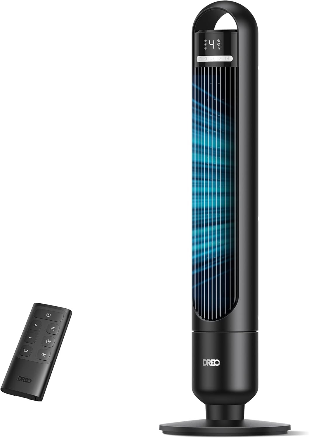 DREO Tower Fan for Bedroom, 90Β° Oscillating Standing Fans for Room with 4 Speeds, 3 Modes, 28dB Quiet for Sleep, 26ft/s Velocity, 8H Timer, Remote, Living Room, Office, Home, Black