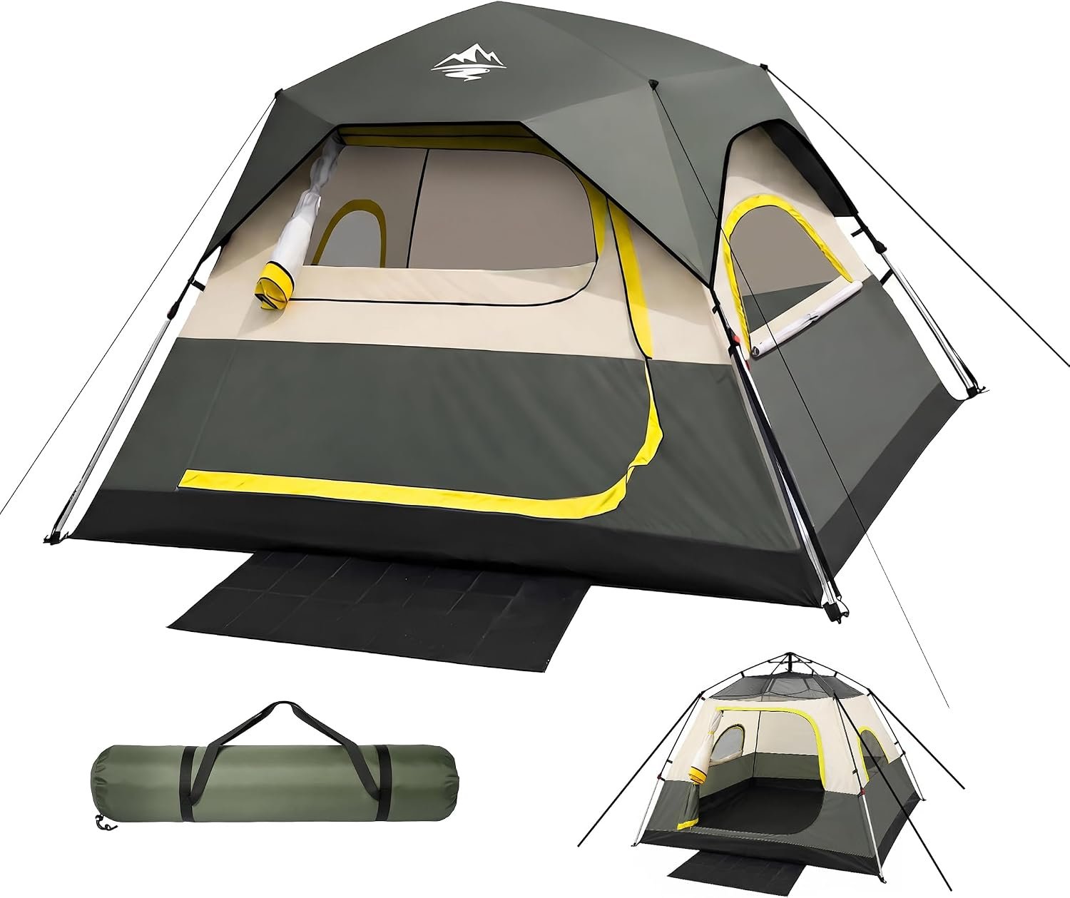 Tent 4 Person Tents for Camping - Instant Cabin Tent Setup in 50 Seconds with Rainfly & Windproof, Portable Pop Up Tents with Carry Bag for Family Outdoor Camping & Hiking