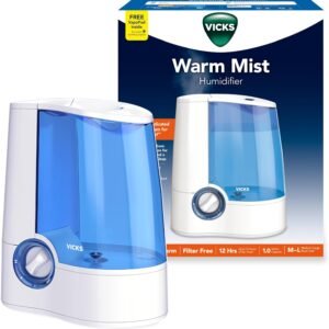 Vicks Warm Mist Humidifier Filter-Free 1-Gal Tank, Auto Shut-Off, Night Light, VapoPad and VapoSteam Compatible Vicks Warm Mist Humidifier Filter-Free 1-Gal Tank, Auto Shut-Off, Night Light, VapoPad and VapoSteam Compatible