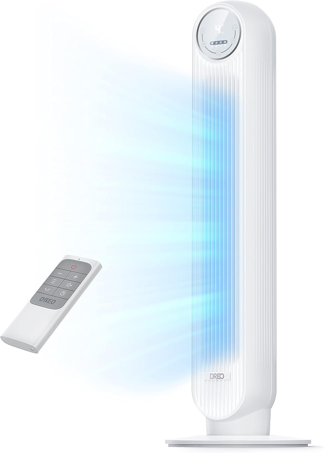 DREO Tower Fan for Bedroom, 2026 Upgraded DC Motor, 28ft/s High Velocity, 20dB Ultra Quiet Standing Fan, 8 Speeds 4 Modes, 90ยฐ Oscillating Bladeless Fan for Indoors, Floor Fans with Remote, White