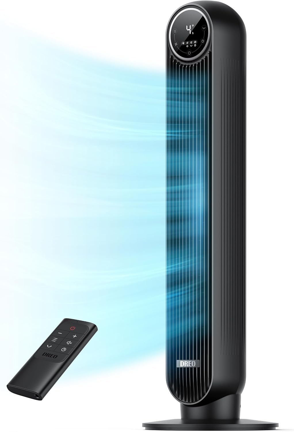 DREO Tower Fan for Bedroom, 2026 Upgraded DC Motor, 28ft/s High Velocity, 20dB Ultra Quiet Standing Fan, 8 Speeds 4 Modes, 90ยฐ Oscillating Bladeless Fan for Indoors, Floor Fans with Remote, Black