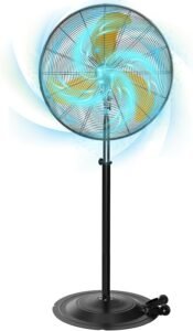 Pro 30 Inch Industrial Pedestal Fan, 9500 CFM High Velocity Air Circulator, 3-Speed Heavy Duty Metal Standing Fan with Oscillation & Wheels for Warehouse, Garage, Shop, Patio – UL Listed