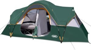 UNP Camping Tent 10-Person-Family Tents, Parties, Music Festival Tent, Big, Easy Up, 5 Large Mesh Windows, Double Layer, 2 Room, Waterproof, Weather Resistant, 18ft x 9ft x78in