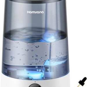 Homvana 3.6L Top-Fill Cool Mist Humidifiers for Bedroom, Large Room & Plants, 23dB Ultra-Quiet, Easy-to-Clean 2-in-1 Baby Humidifier & Oil Diffuser for Congestion Relief, Lasts Up to 4 Nights (Grey) Homvana 3.6L Top-Fill Cool Mist Humidifiers for Bedroom, Large Room & Plants, 23dB Ultra-Quiet, Easy-to-Clean 2-in-1 Baby Humidifier & Oil Diffuser for Congestion Relief, Lasts Up to 4 Nights (Grey)