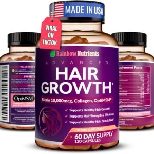 Hair Growth Vitamins for Women | Biotin 10,000mcg, Collagen, Patented OptiMSM®, goMCT®, Saw Palmetto | Naturally Supports Stronger & Healthier Hair, Skin and Nails |Non GMO + Made in USA|60 Day Supply Hair Growth Vitamins for Women | Biotin 10,000mcg, Collagen, Patented OptiMSM®, goMCT®, Saw Palmetto | Naturally Supports Stronger & Healthier Hair, Skin and Nails |Non GMO + Made in USA|60 Day Supply