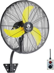 FUGOO 20” Outdoor Quiet Oscillating Wall Fan With All Sealed Brushless DC Motor,4-Speed Waterproof Outdoor Fan, Heavy Duty Industrial Wall Mount Fans for House,Patios,Commercial,Garage,4000CFM