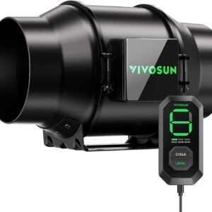 VIVOSUN G6 6″ Inline Duct Fan & 3 Cycle Modes E12 Speed Controller, AeroZesh Grow Tent Kit Ventilation Fan with 388 CFM EC Motor, Programmable Exhaust Fan for Heating Cooling Booster, Hydroponics VIVOSUN G6 6″ Inline Duct Fan & 3 Cycle Modes E12 Speed Controller, AeroZesh Grow Tent Kit Ventilation Fan with 388 CFM EC Motor, Programmable Exhaust Fan for Heating Cooling Booster, Hydroponics