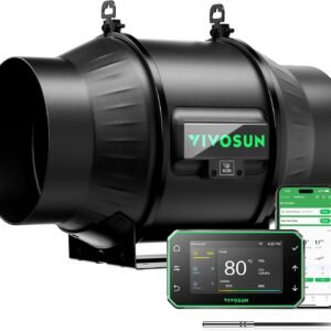 VIVOSUN T6 6″ Inline Duct Fan & Temperature Humidity Controller, E42A+ WiFi-App Control AeroZesh Grow Tent Fan& Smart Thermostat, 408 CFM EC Motor Exhaust Fan for Heating Cooling, Greenhouse Accessory VIVOSUN T6 6″ Inline Duct Fan & Temperature Humidity Controller, E42A+ WiFi-App Control AeroZesh Grow Tent Fan& Smart Thermostat, 408 CFM EC Motor Exhaust Fan for Heating Cooling, Greenhouse Accessory