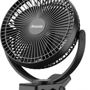 Koonie 8″ Clip on Fan, 10000mAh Rechargeable Battery, Strong Airflow | 4 Speeds, Sturdy Clamp, Ideal Portable USB Desk Fan for Office, Golf Cart, Camping, Travel, Tent, Outdoor, Treadmill & Gym Koonie 8″ Clip on Fan, 10000mAh Rechargeable Battery, Strong Airflow | 4 Speeds, Sturdy Clamp, Ideal Portable USB Desk Fan for Office, Golf Cart, Camping, Travel, Tent, Outdoor, Treadmill & Gym