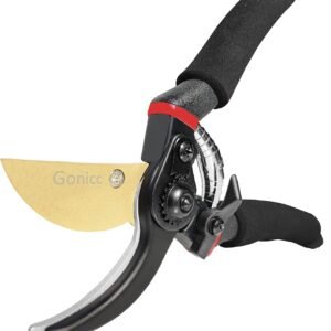 gonicc 8″ Professional Premium Bypass Titanium Pruning Shears(GPPS-1003) | Titanium coated SK5 steel blade, Ergonomic non-slip handle, Sap groove anti-stick design, Cuts up to 3/4″ branches gonicc 8″ Professional Premium Bypass Titanium Pruning Shears(GPPS-1003) | Titanium coated SK5 steel blade, Ergonomic non-slip handle, Sap groove anti-stick design, Cuts up to 3/4″ branches