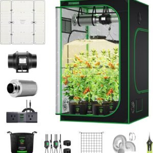 VIVOSUN 4×4 Grow Tent Kit 400W LED Grow Light WiFi Control A22 Grow System | Automatic Ventilation, Full Spectrum LED Grow Light,Controller with Temp Humidity Sensor,48″x48″x80″ Grow Tent VIVOSUN 4×4 Grow Tent Kit 400W LED Grow Light WiFi Control A22 Grow System | Automatic Ventilation, Full Spectrum LED Grow Light,Controller with Temp Humidity Sensor,48″x48″x80″ Grow Tent