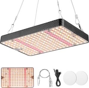 Grow Lights (1 Pack), Hanging Grow Lights for Indoor Plants, 200W UV-IR Full Spectrum Led Grow Light for Seedling Veg and Bloom