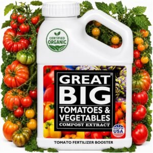 Great Big Tomatoes and Vegetables Liquid Fertilizer Booster – Organic Soil Conditioner, Liquid Compost Extract with Humic Acid, Fertilizer Activator for Big Vegetable Yields, 70 Minerals – 1 Gallon