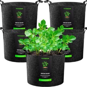 VIVOSUN 5-Pack 25 Gallon Plant Grow Bags, Heavy Duty Thickened Nonwoven Fabric Pots with Handles VIVOSUN 5-Pack 25 Gallon Plant Grow Bags, Heavy Duty Thickened Nonwoven Fabric Pots with Handles