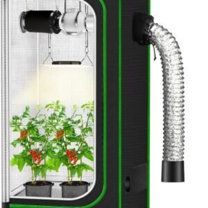 2×2 Grow Tent, 24″x24″x48” High Reflective 600D Diamond Mylar Canvas with Observation Window and Floor Tray for Hydroponic Indoor Plant Growing