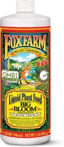 Fox Farm Big Bloom Liquid Plant Food – Organic Bloom Fertilizer for Flowering & Fruiting Plants, Contains Earthworm Castings & Bat Guano – Supports All Stages of Plant Growth – 0-0.5-0.7 NPK, 1 Quart
