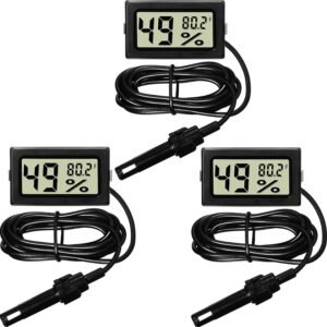 Weewooday Mini Digital Temperature Humidity Meters Gauge with Probe Gauge LCD Fahrenheit Display Thermometer Hygrometer for Incubator Reptile Plant Greenhouse Chicken Coop Garden(Black, 3 Pieces) Weewooday Mini Digital Temperature Humidity Meters Gauge with Probe Gauge LCD Fahrenheit Display Thermometer Hygrometer for Incubator Reptile Plant Greenhouse Chicken Coop Garden(Black, 3 Pieces)