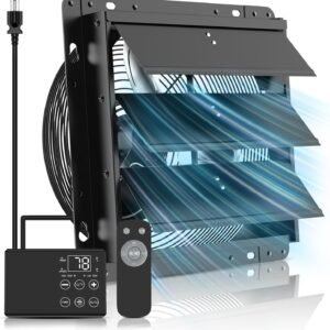 8” Upgraded Shutter Exhaust Fan with Thermostat & Remote, 760 CFM Wall Mounted Attic Exhaust Fan, Auto On/Off by Temperature for Garage, Greenhouses, Sheds, Chicken Coops & Basement 8” Upgraded Shutter Exhaust Fan with Thermostat & Remote, 760 CFM Wall Mounted Attic Exhaust Fan, Auto On/Off by Temperature for Garage, Greenhouses, Sheds, Chicken Coops & Basement