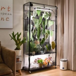 Bstrip Indoor Greenhouse Cabinet with Pegboard, Indoor Greenhouse with Grow Light, 4 Pack 96W Full Spectrum Plant Lights, Ideal for Indoor Plant, Foliage Plants, 35.4″x13.8″x71″