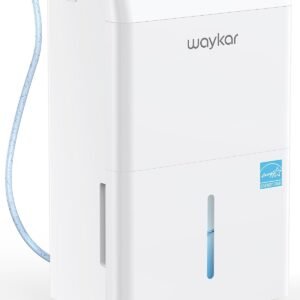 Waykar 150 Pint 2025 Energy Star Dehumidifier with Pump for Large Rooms up to 7,000 Sq. Ft. for Home, Basement, Commercial, Industrial, with Drain Hose & Tank, Auto Defrost, Smart Auto Comfort Mode