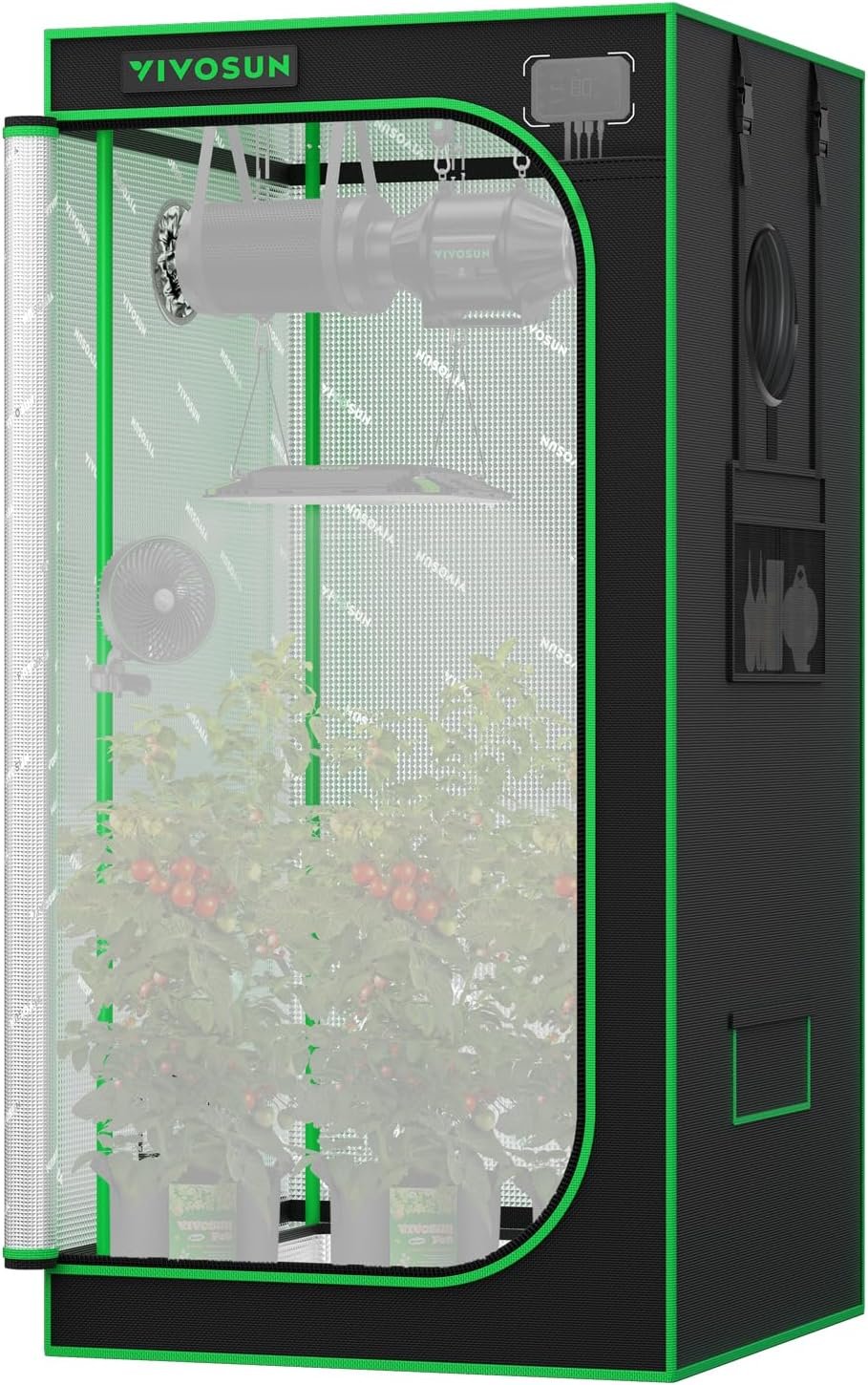 VIVOSUN P276 PRO Grow Tent 32"x32"x 63" Reflective Mylar Indoor Grow Tents | Thickest 1" Poles, 2000D Oxford Canvas,100% Reflective Mylar,Large Observation Window