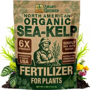 Organic Sea Kelp Fertilizer for Plants – Water-Soluble – Makes 100 Gallons – Kelp Meal Concentrate Plant Food – for Indoor Gardens, Hydroponics, Vegetables, Houseplants – Smart Grower – 4oz Bag