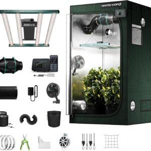 MARS HYDRO 3×3 Smart Grow Tent Kit Pro with WiFi-Integrated Controller 43,300W FC3000 App Dimming Grow Light,2000D Oxford Cloth,High Reflective Mylar,4inch Automatic Ventilation System,Green