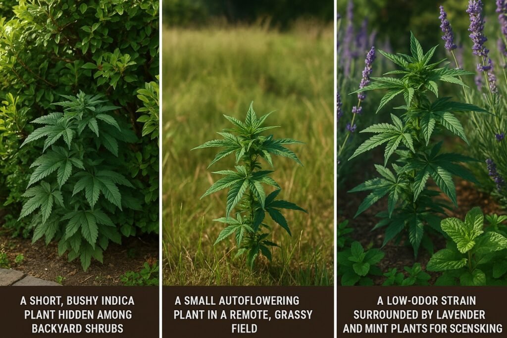 Examples of cannabis strains ideal for hidden outdoor grows including short indica plants