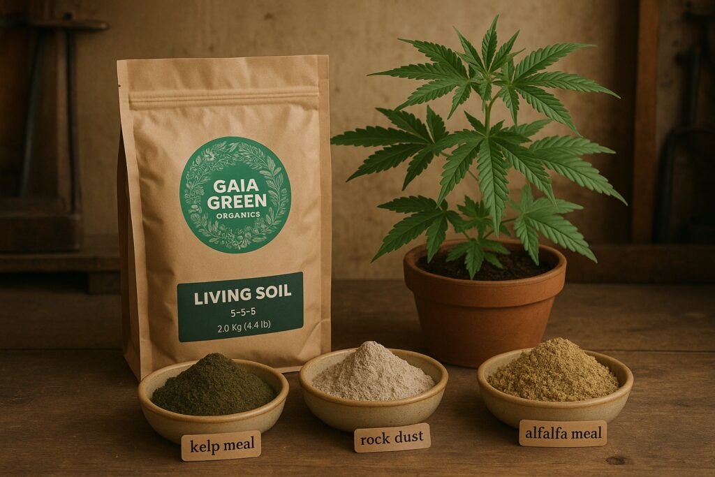 Gaia Green Living Soil with visible organic dry amendments