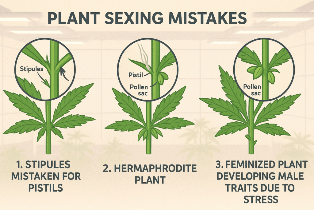 Infographic showing cannabis sexing mistakes