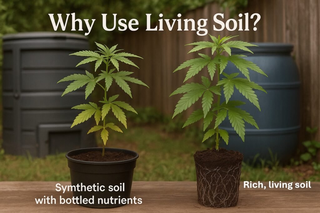 Side by side comparison of two cannabis plants