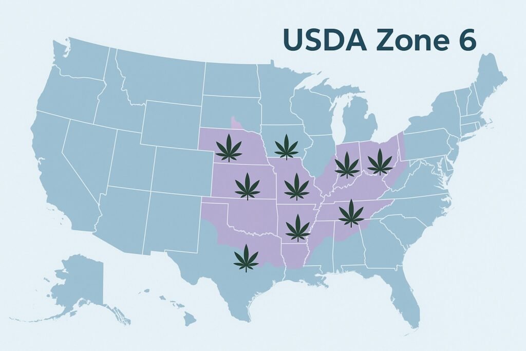 USDA Zone 6 map for outdoor cannabis growing