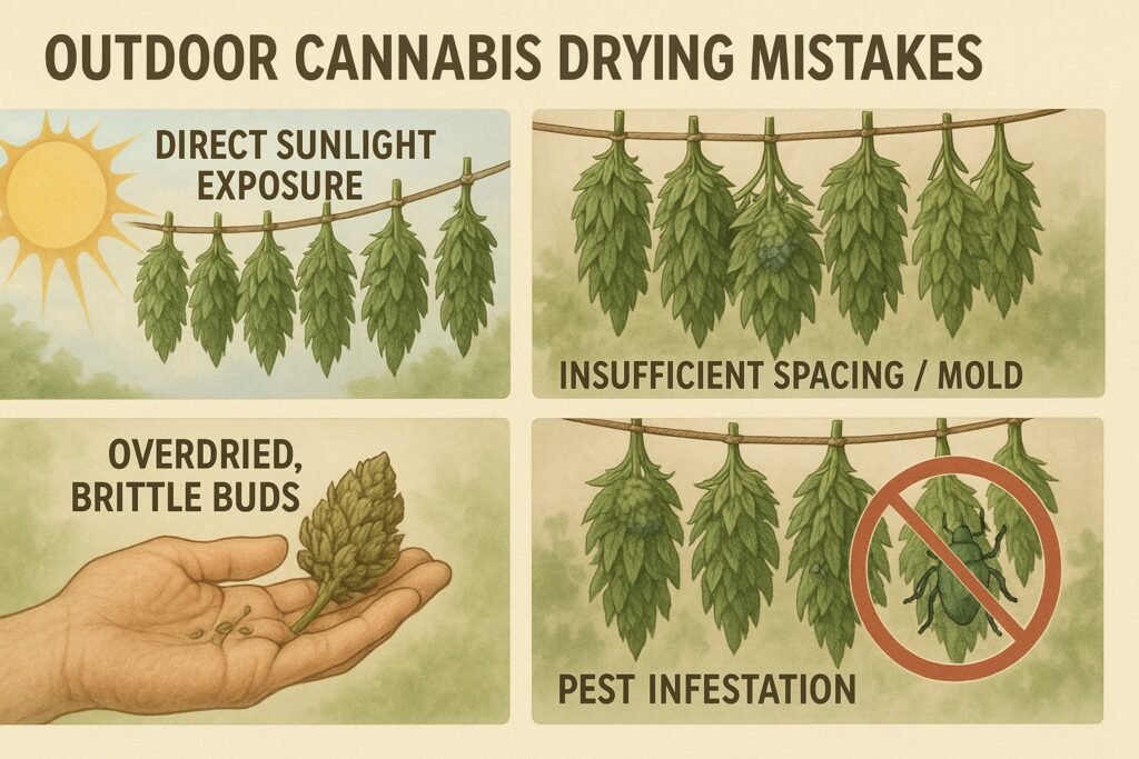 common outdoor cannabis drying mistakes